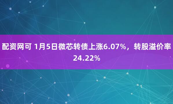 配资网可 1月5日微芯转债上涨6.07%，转股溢价率24.22%